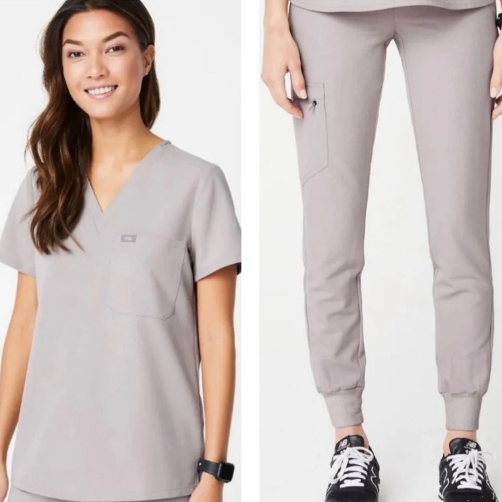 Figs Slate Set Catarina Scrub Top XS and Zamora Jogger SP - NWT